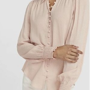 Express Polka-Dot Textured Button Closure Blouse